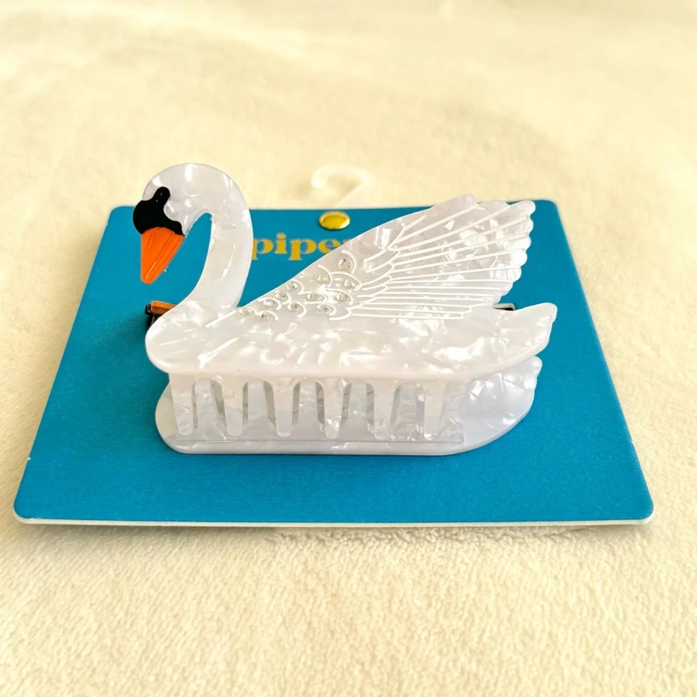 Piper K White Swan Hair Claw Clip